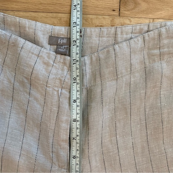 Women’s J Jill Linen Pinstripe Wide Leg Cropped Pants Neutral Coastal Size 14 XL - Picture 11 of 12